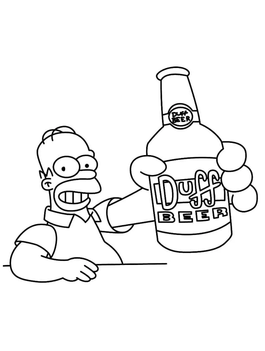 Homer simpson drinks beer coloring page