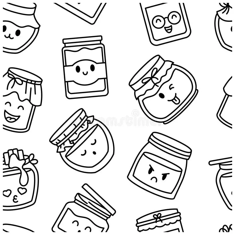 Cute honey jar. seamless pattern. coloring page stock vector