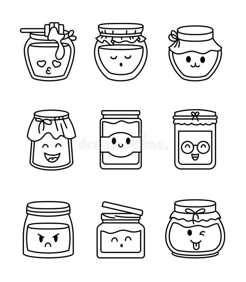 Cute honey jar. seamless pattern. coloring page stock illustration