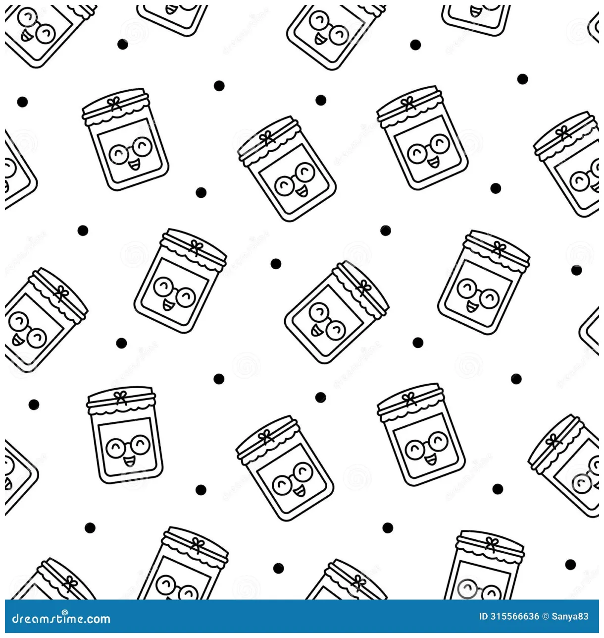 Cute honey jar. seamless pattern. coloring page stock illustration