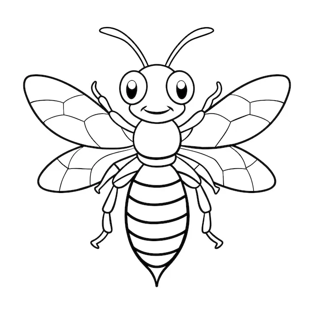 Premium Vector | Hornet illustration coloring page for kids