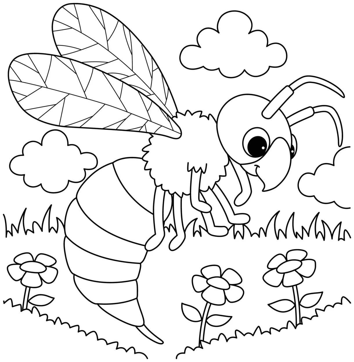 Hornet Animal Coloring Page for Kids 11487123 Vector Art at Vecteezy