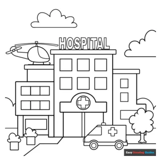 Hospital coloring page easy drawing guides