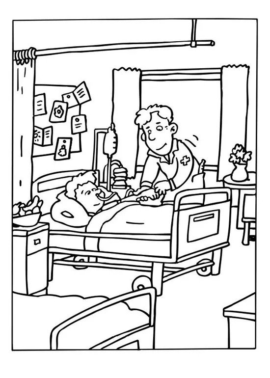 Coloring page hospital bed free printables img 6509