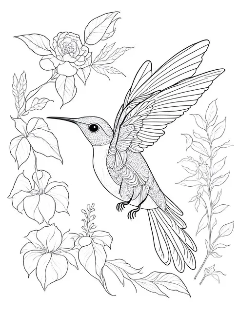 Premium AI Image | Hummingbird coloring page