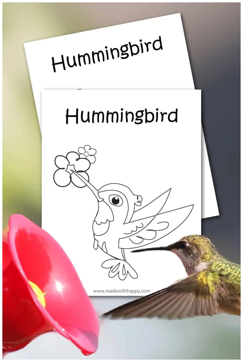 Free printable hummingbird coloring page for kids made with happy