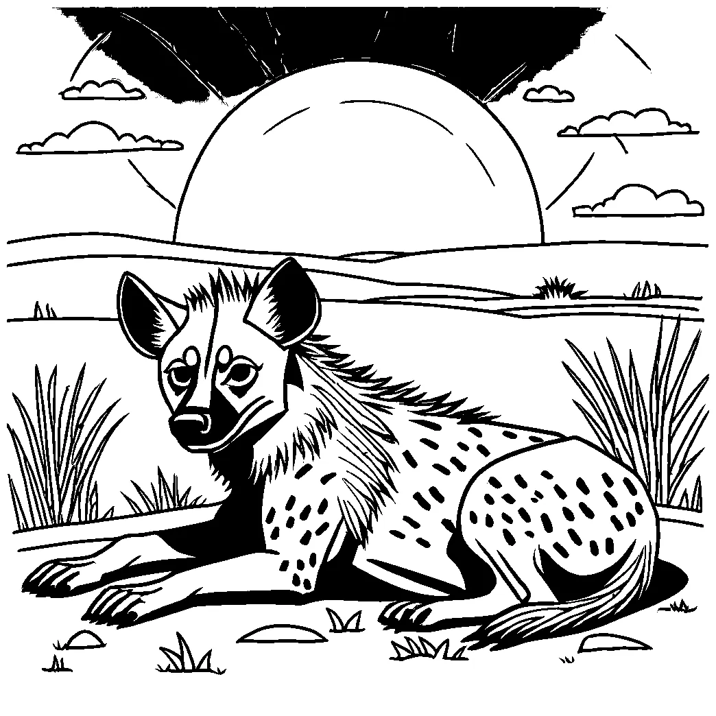 Relaxed hyena coloring page Lulu Pages