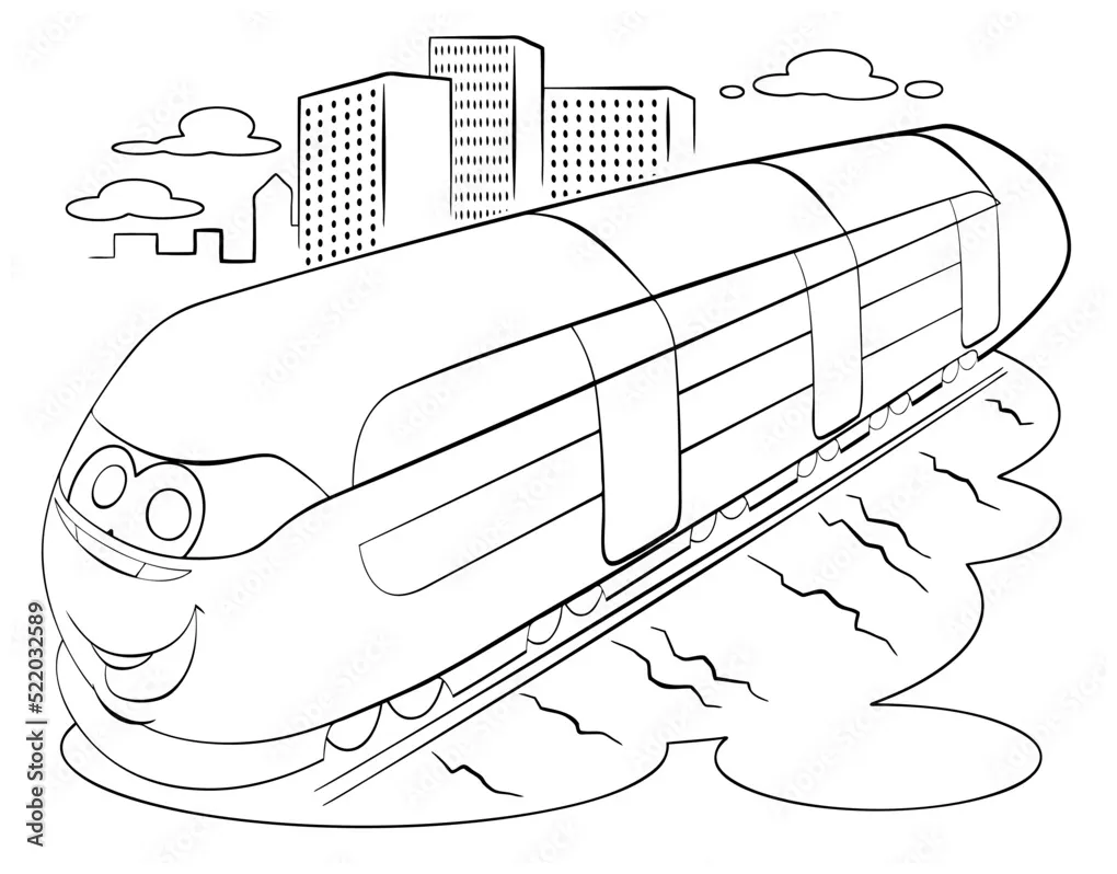 Cartoon high speed train for coloring page. stock vector adobe stock