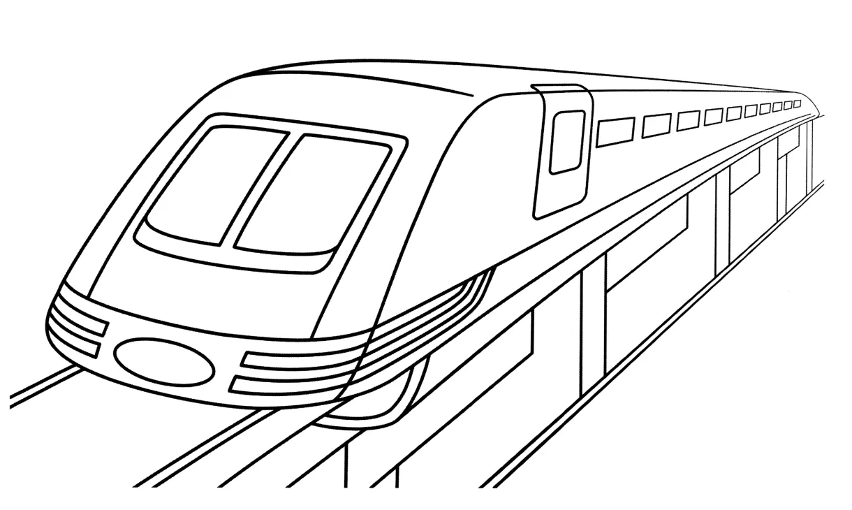 High-speed train coloring page free and printable