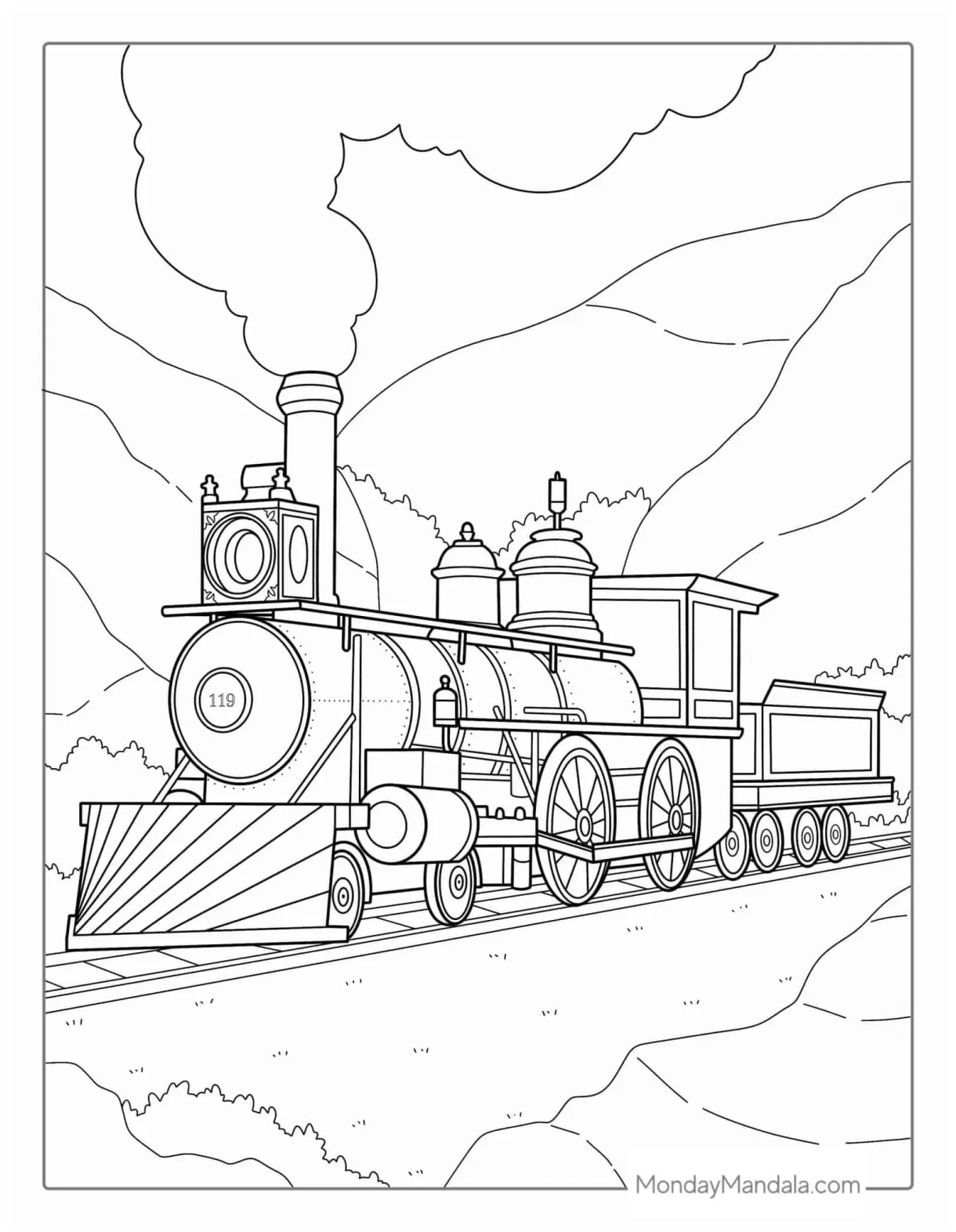 54 train coloring pages free pdf printables