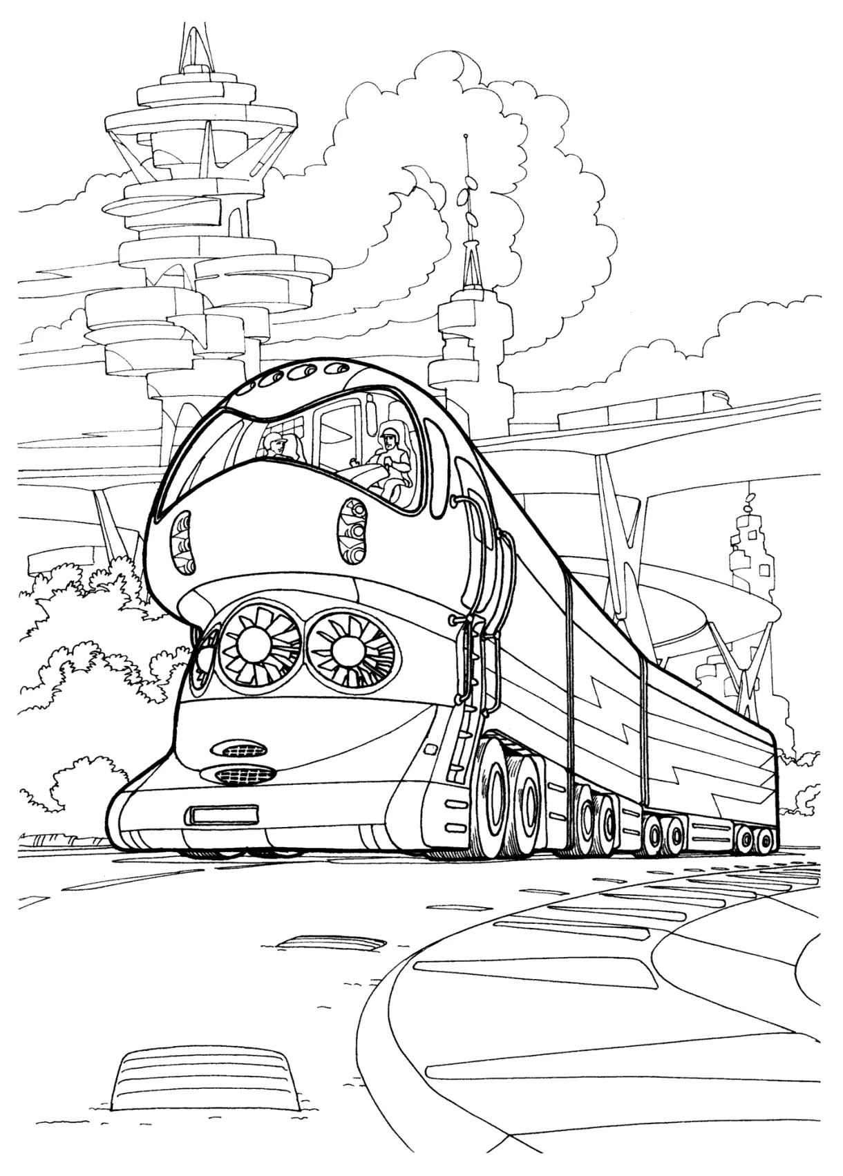 Coloring page the high-tech train