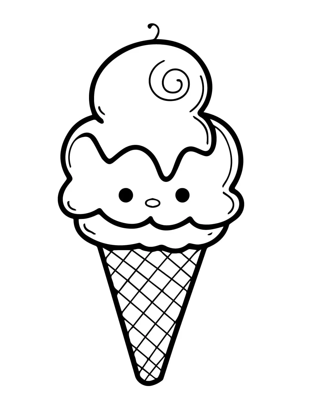 Cute and Lovely Ice Cream coloring page - Download, Print or Color