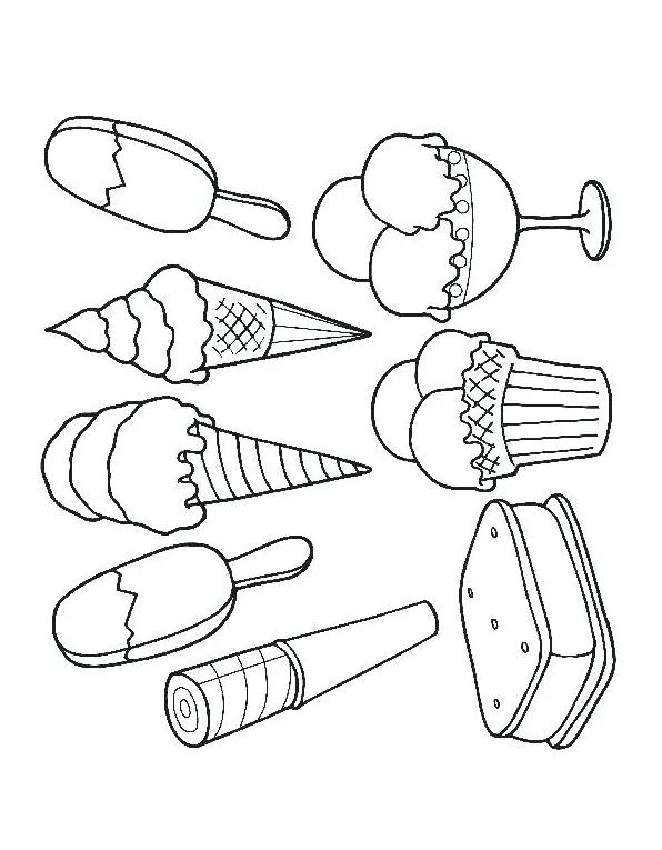 Ice cream sundae coloring sheet coloring pages