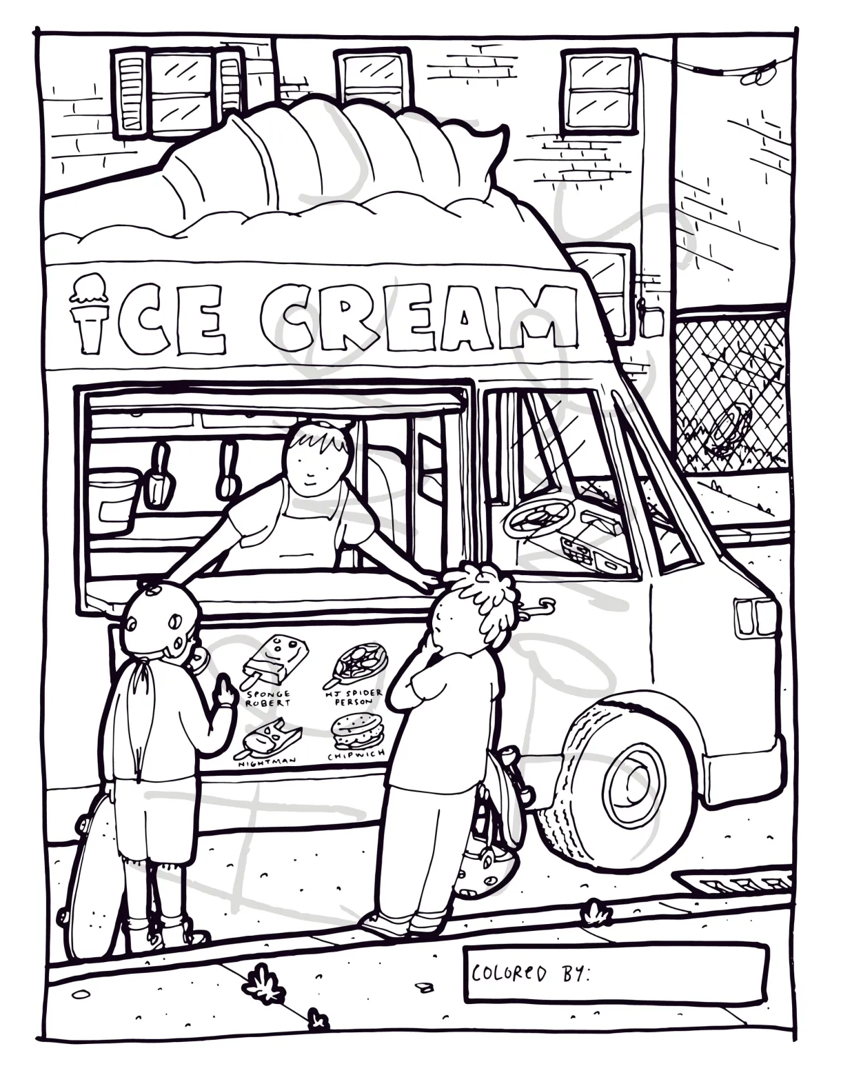 Coloring page ice cream truck henry jones studio