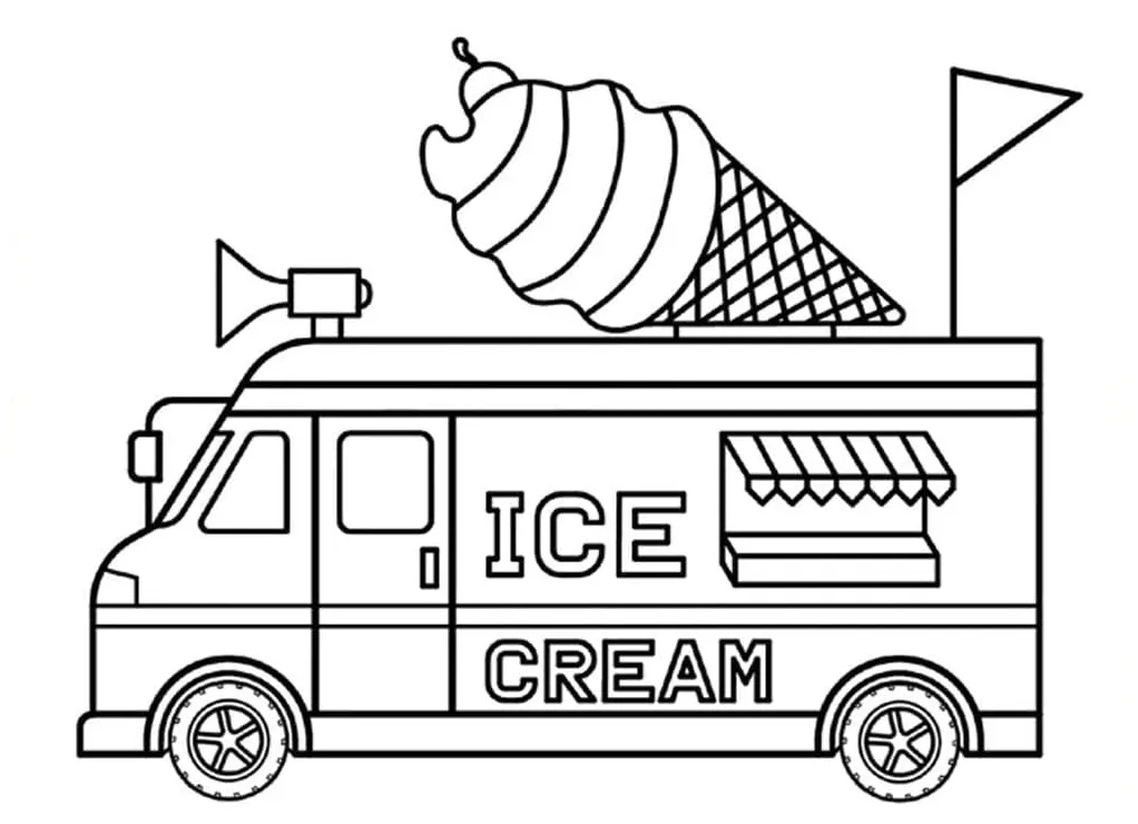 Ice cream truck sheet 11 coloring page download, print or color