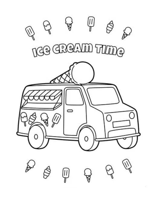 Ice cream truck coloring page download, print or color online