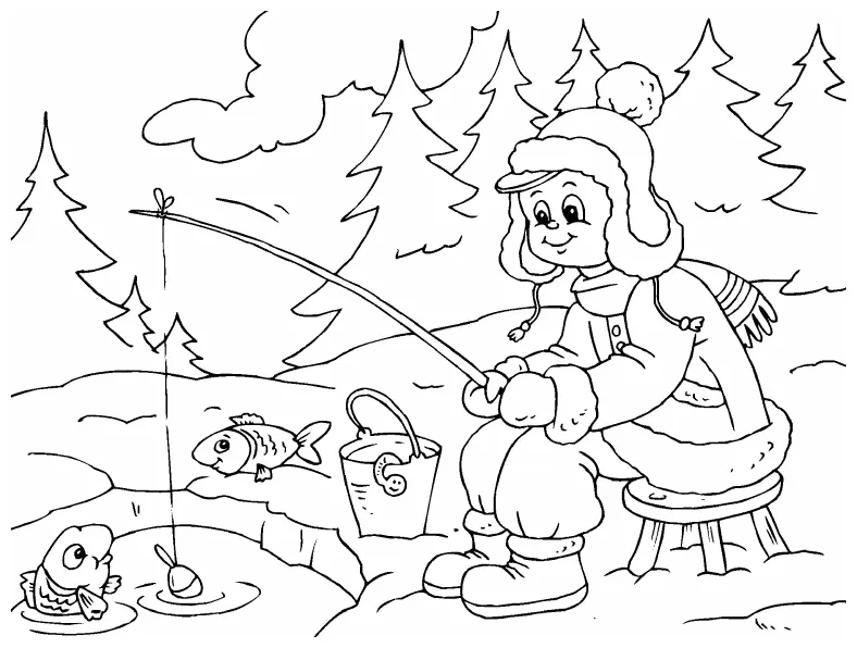 Ice-fishing coloring page coloring pages 4 u
