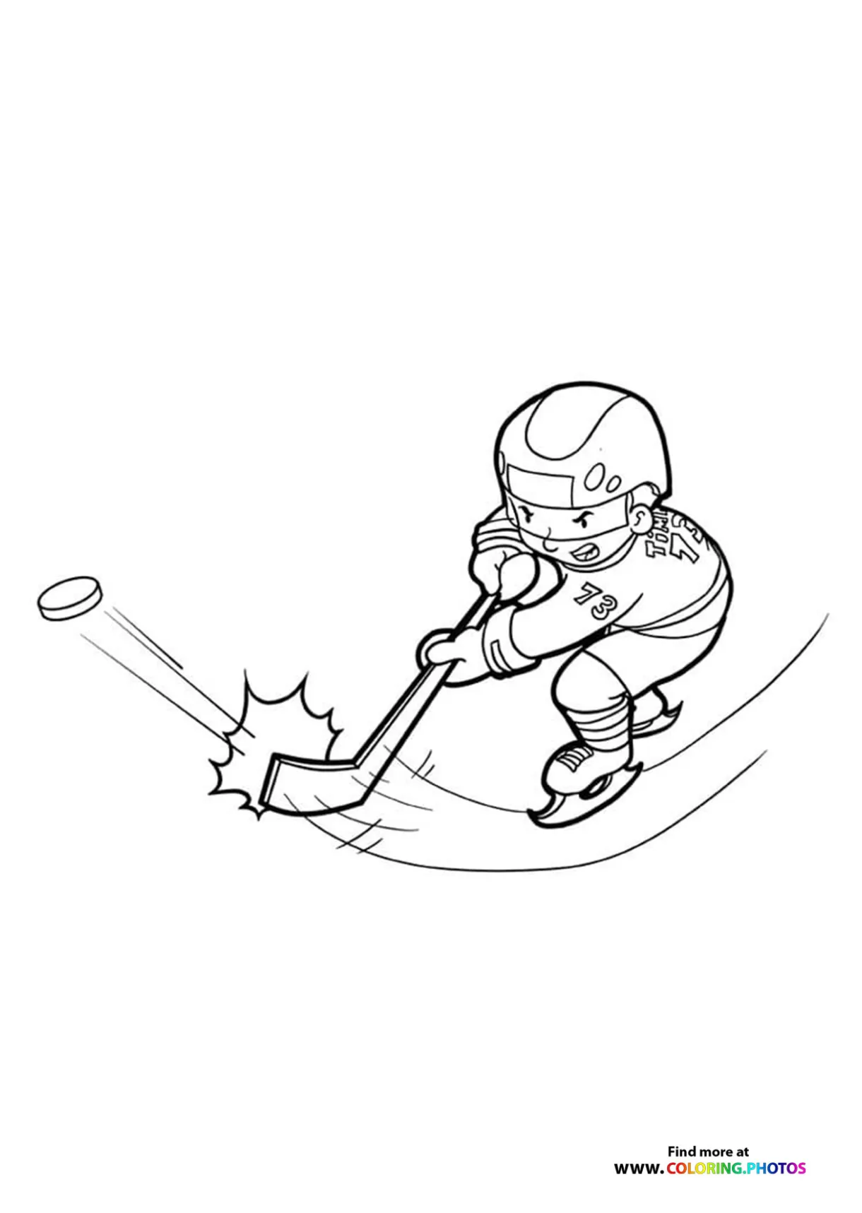 Ice hockey shooting coloring pages for kids
