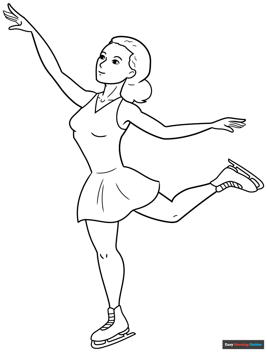 Ice skating coloring page easy drawing guides