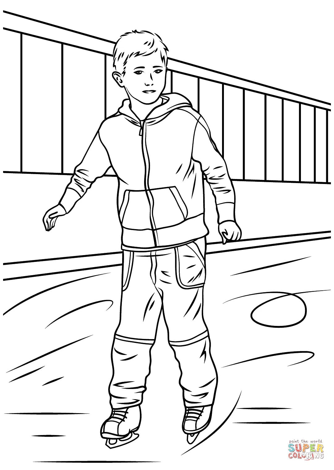 Boy ice skater coloring page free printable coloring pages