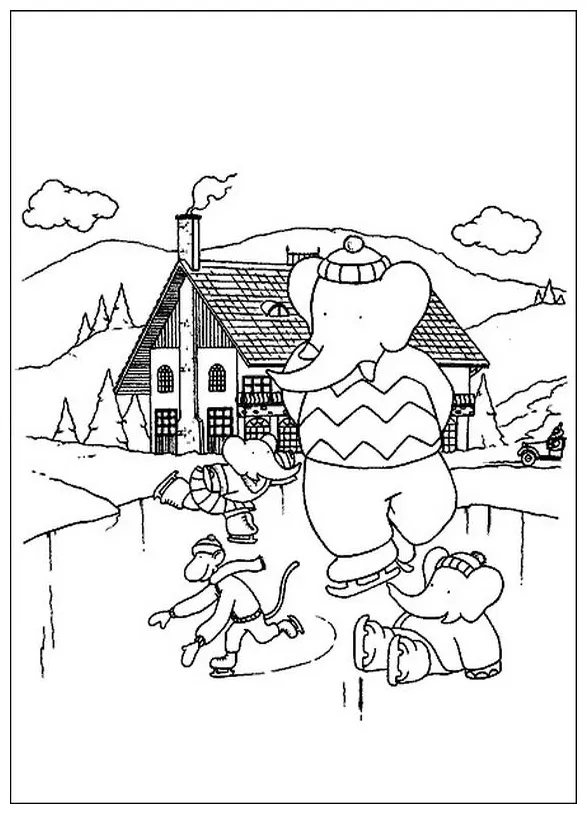 Ice skating coloring page