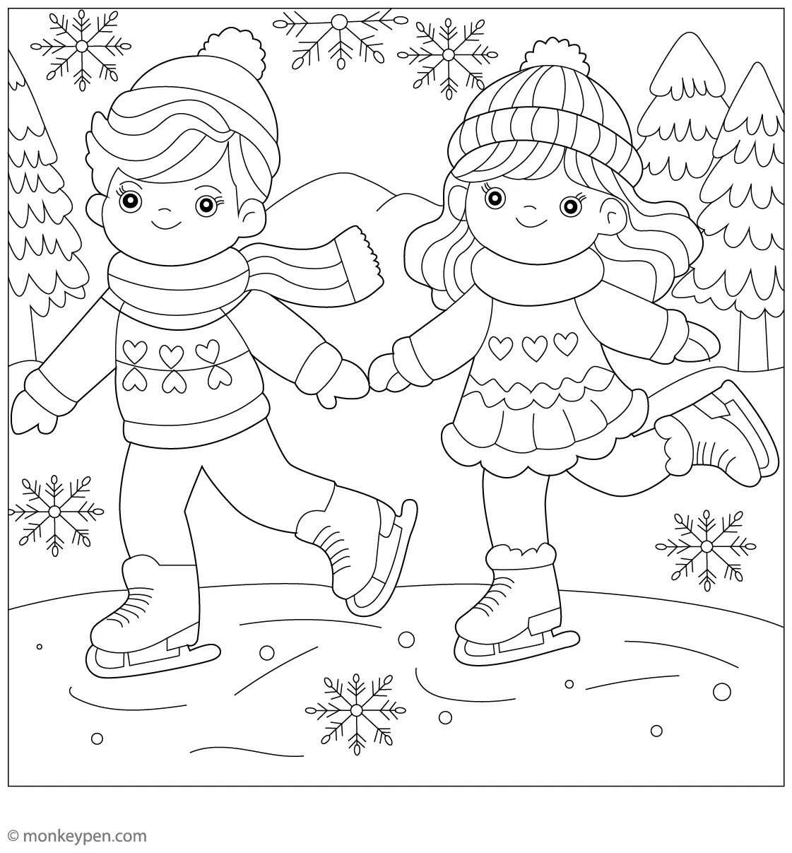 Ice Skating Coloring Page