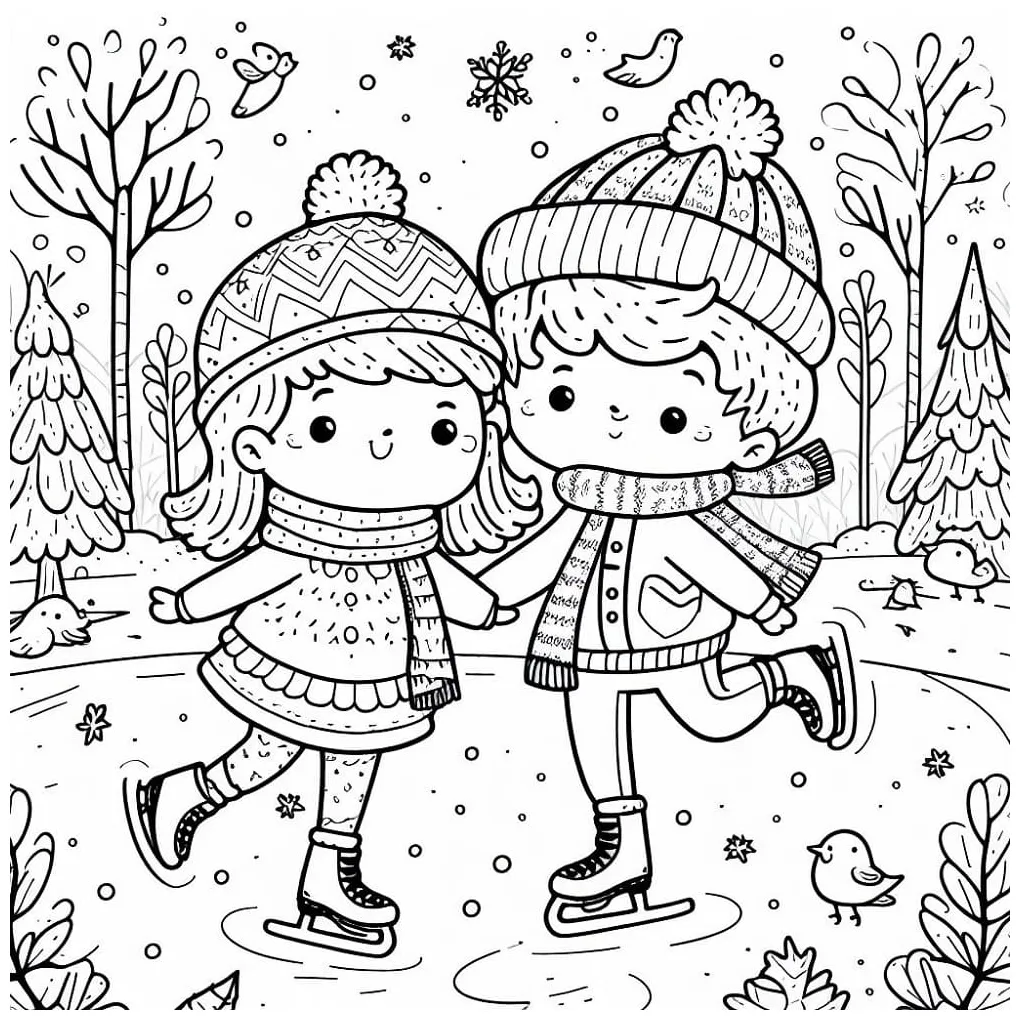 Kids Ice Skating coloring page - Download, Print or Color Online for Free
