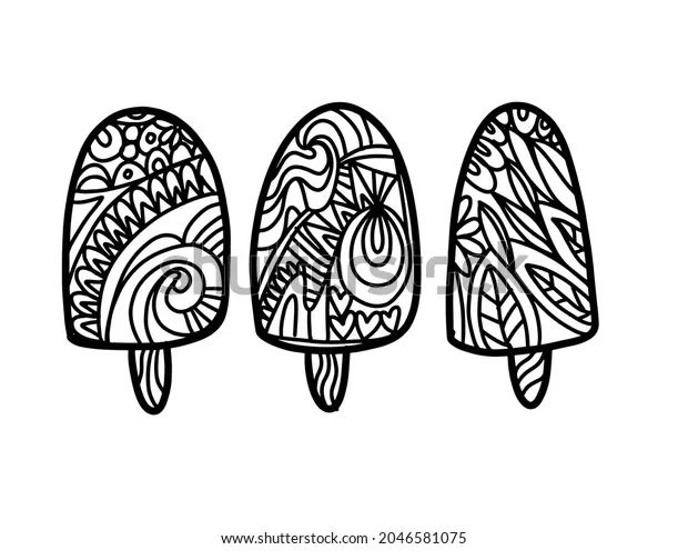 Tasty Ice Cream Coloring Page Hand Stock Vector (Royalty Free