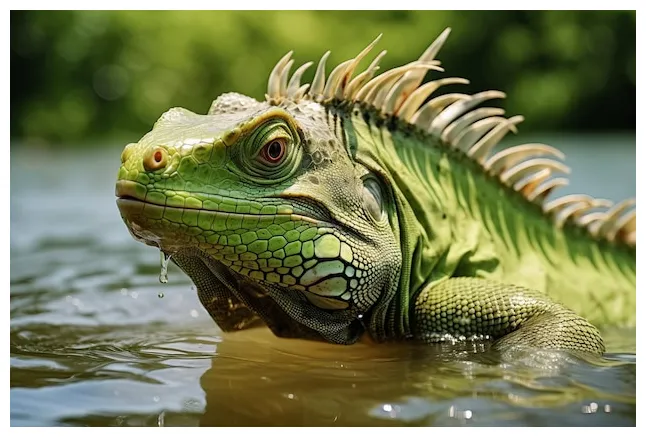 Premium ai a green iguana in water