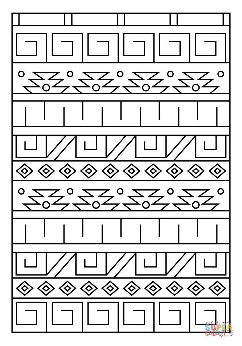 Inca pattern coloring page free printable coloring pages