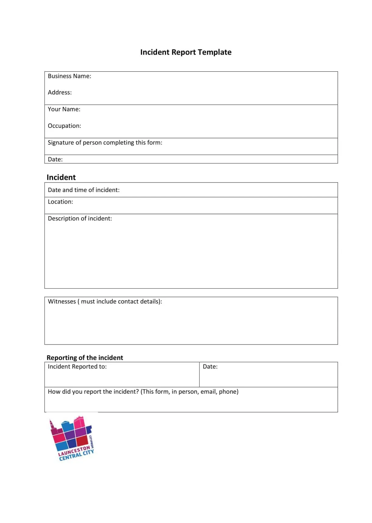 Free printable incident report templates [word, excel, pdf] workplace