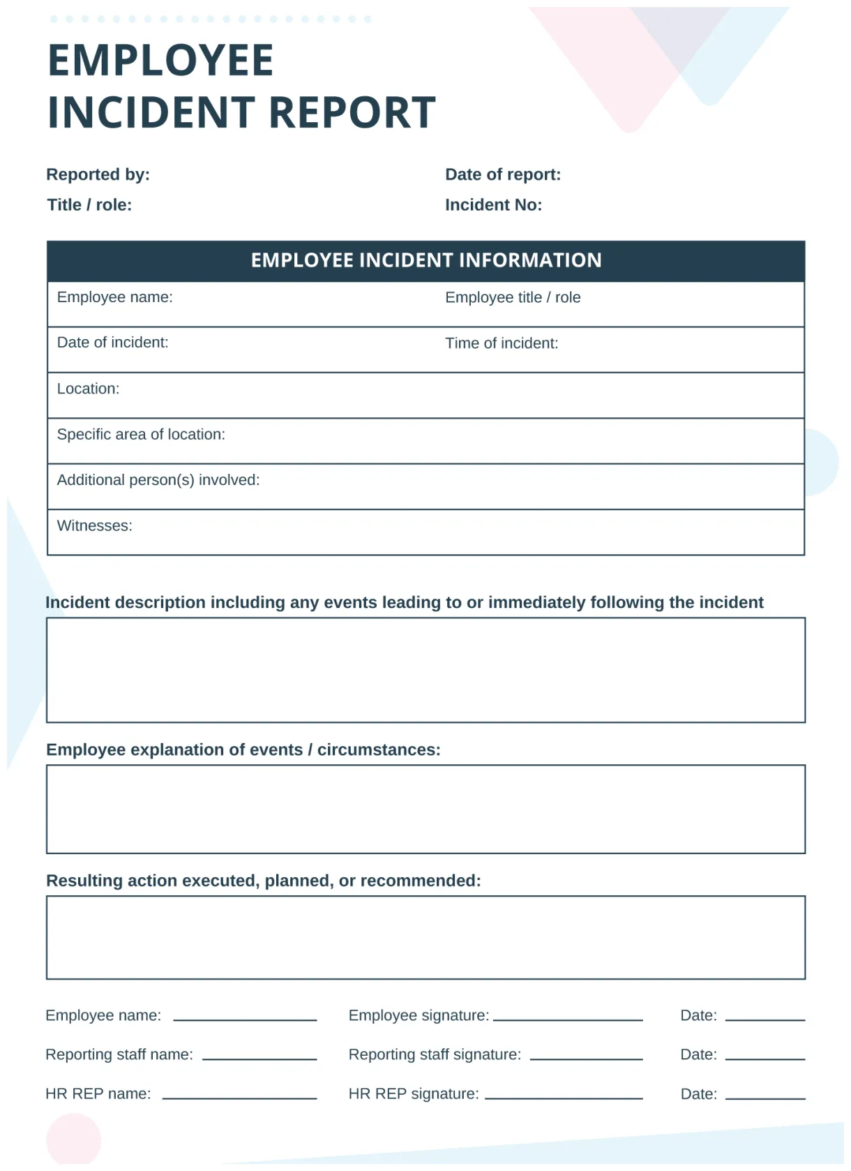 Sample incident report letter format