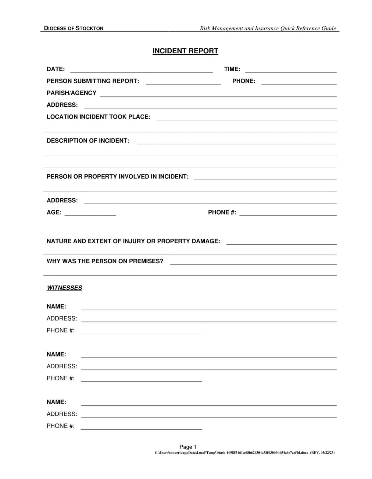 Free printable incident report templates [word, excel, pdf] workplace