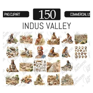 Mega bundle indus valley watercolor clipart set complex ancient