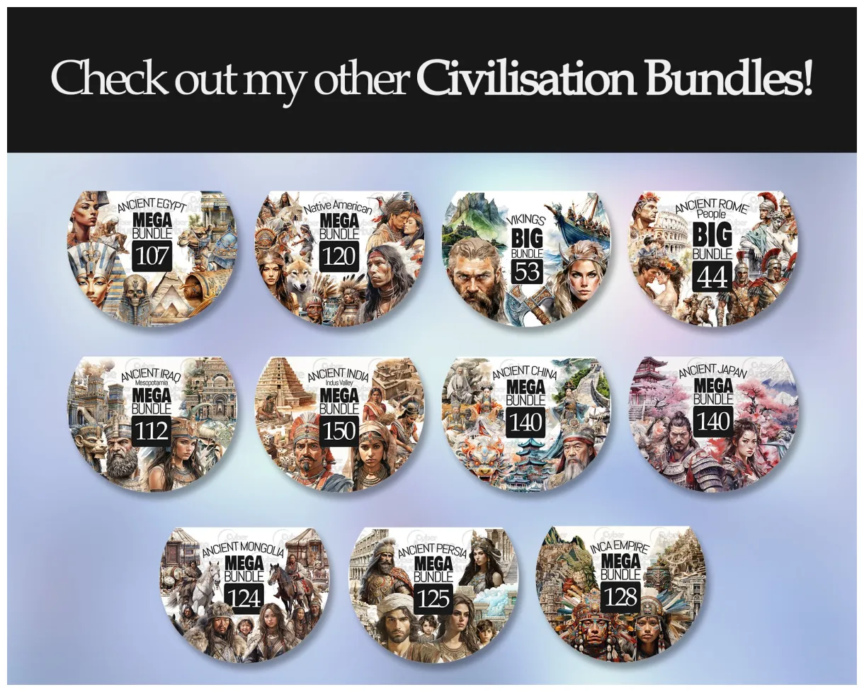 Mega bundle indus valley watercolor clipart set complex ancient indian