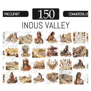 Mega bundle indus valley watercolor clipart set complex ancient