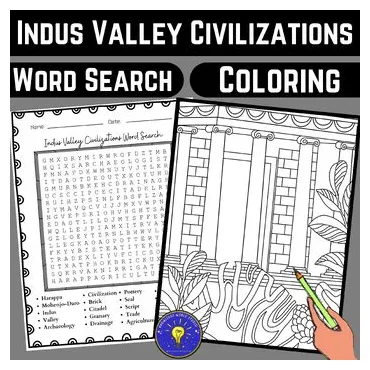 Indus valley civilizations activities word search coloring page