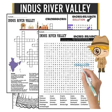 Indus valley civilization fun worksheets ,wordsearch,crosswords