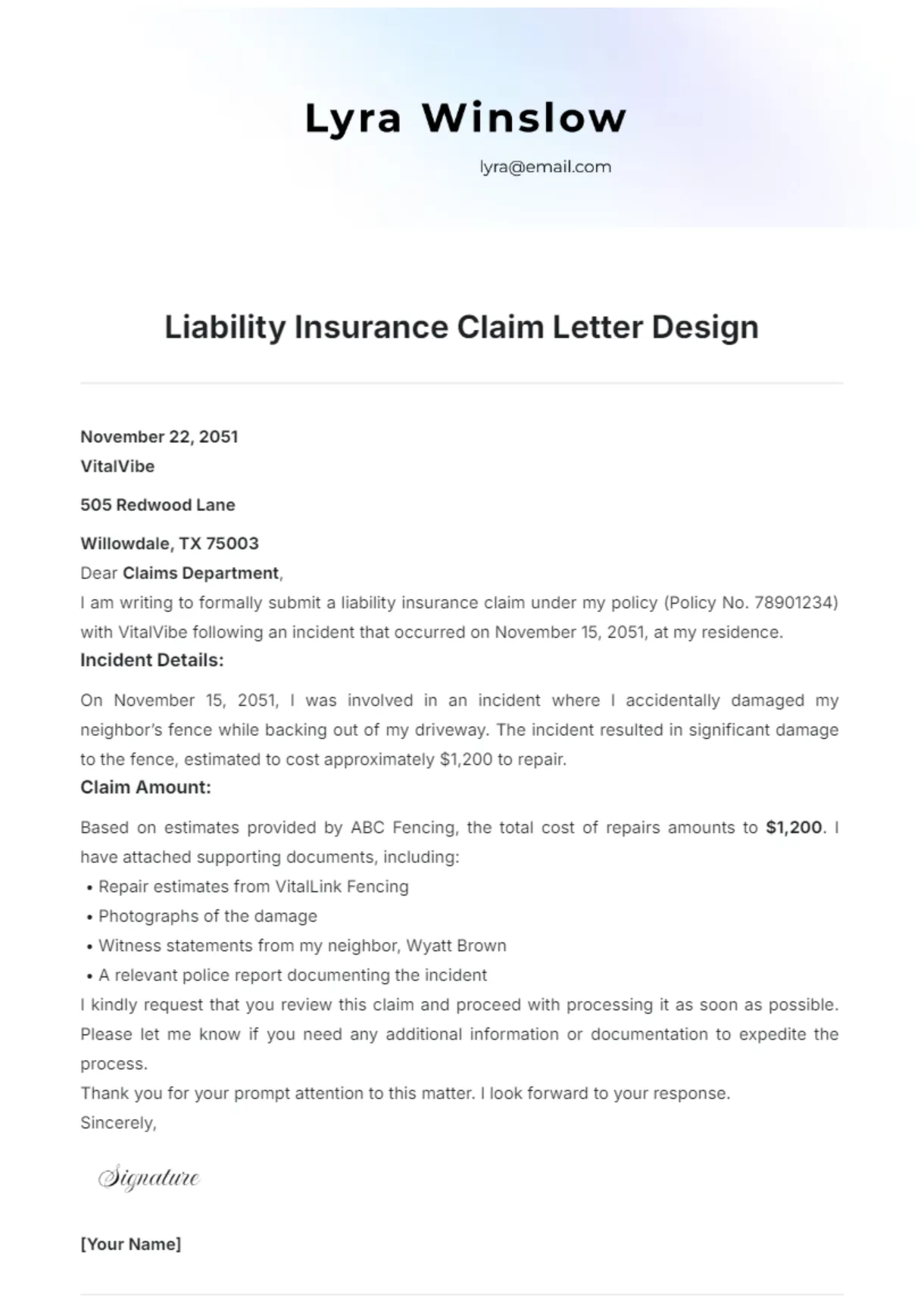 Free Late Insurance Claim Letter Template to Edit Online