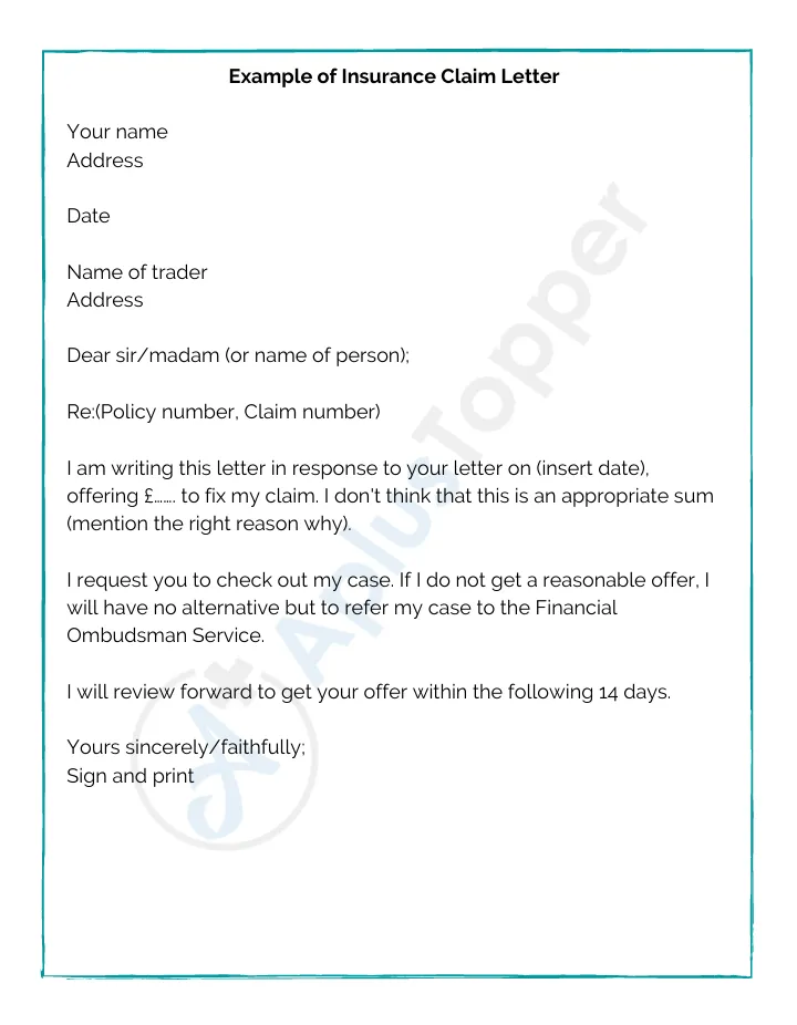 Letter Insurance Claim Demand Sample Business