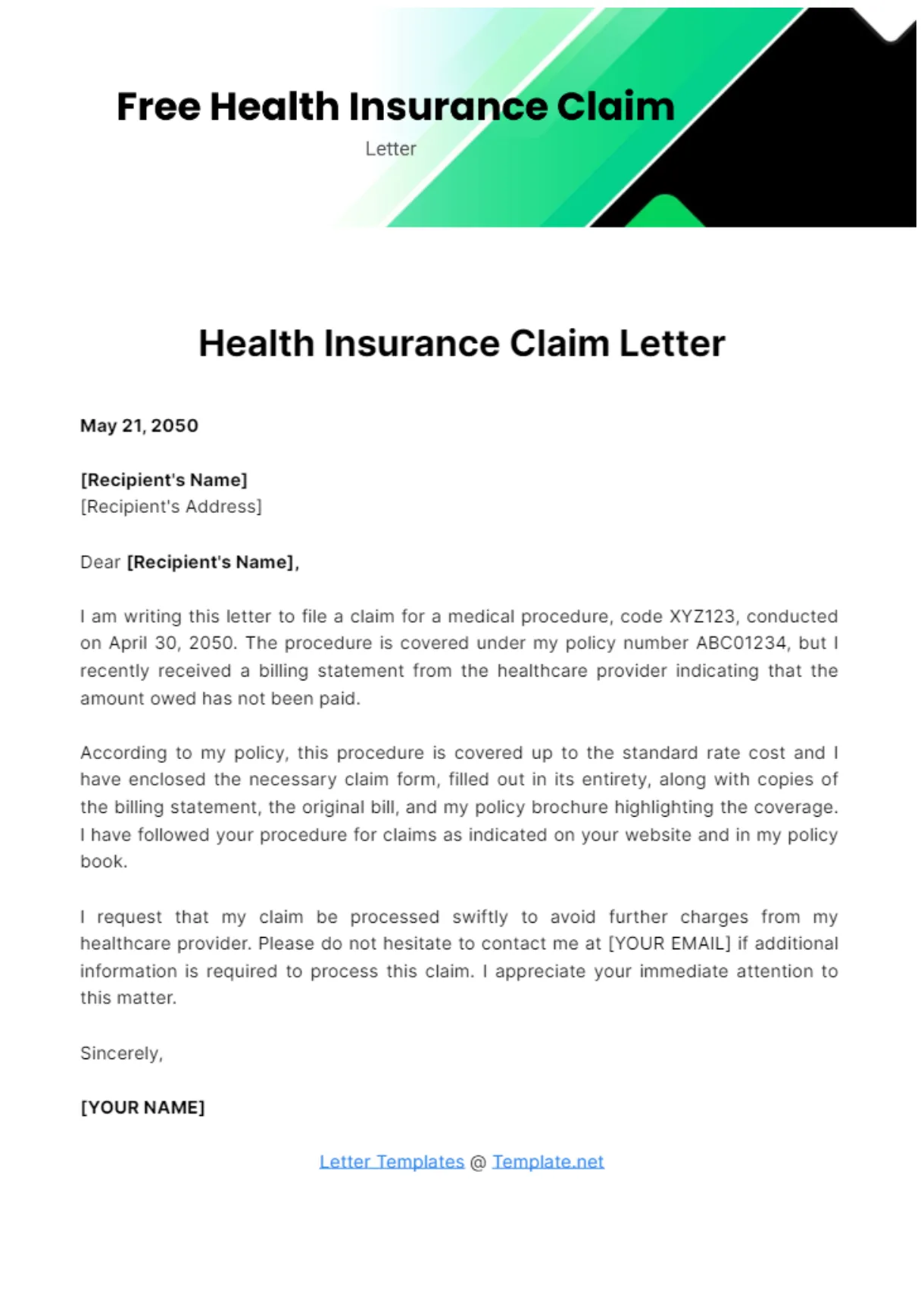 Free Late Insurance Claim Letter Template to Edit Online