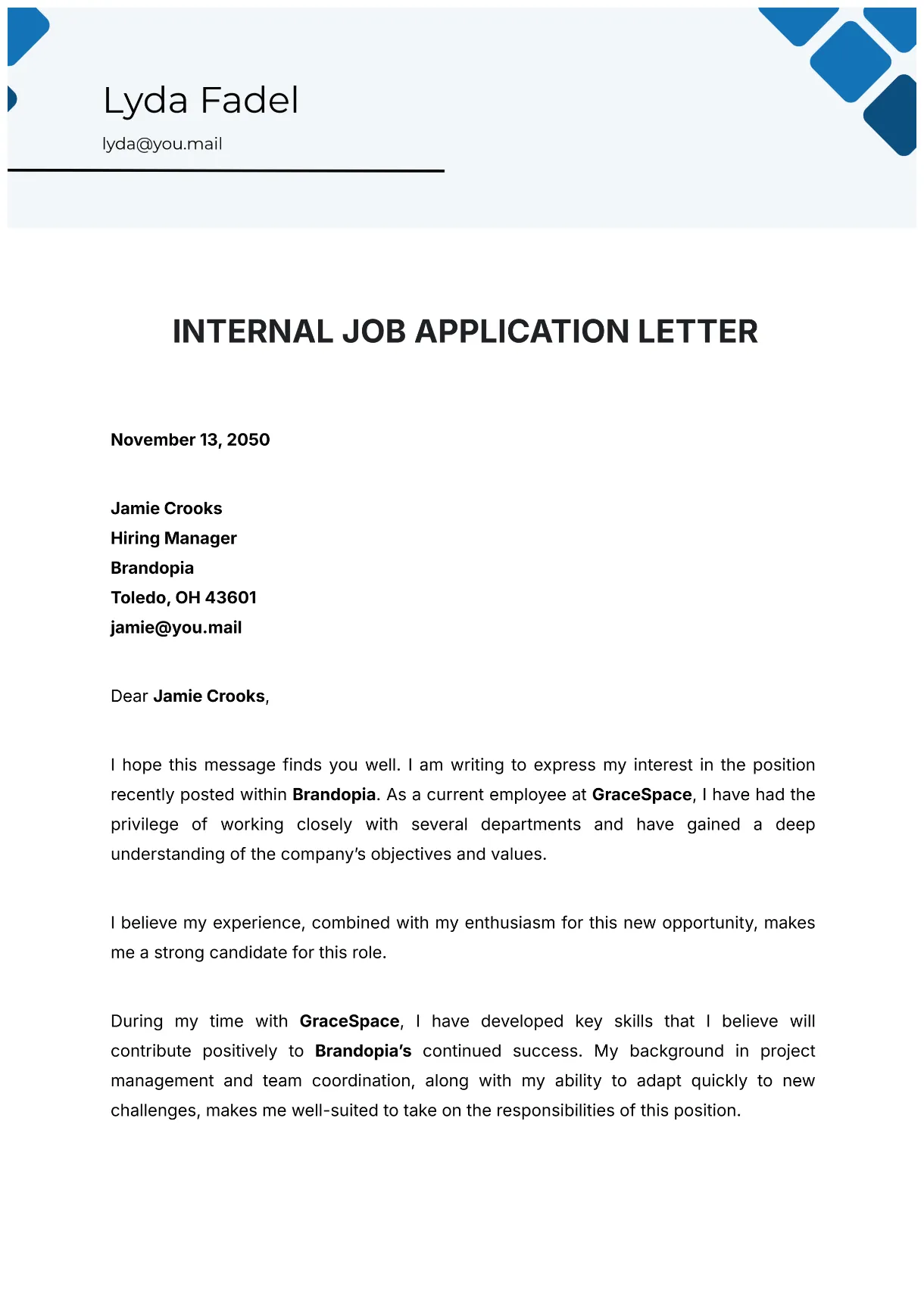 Internal application