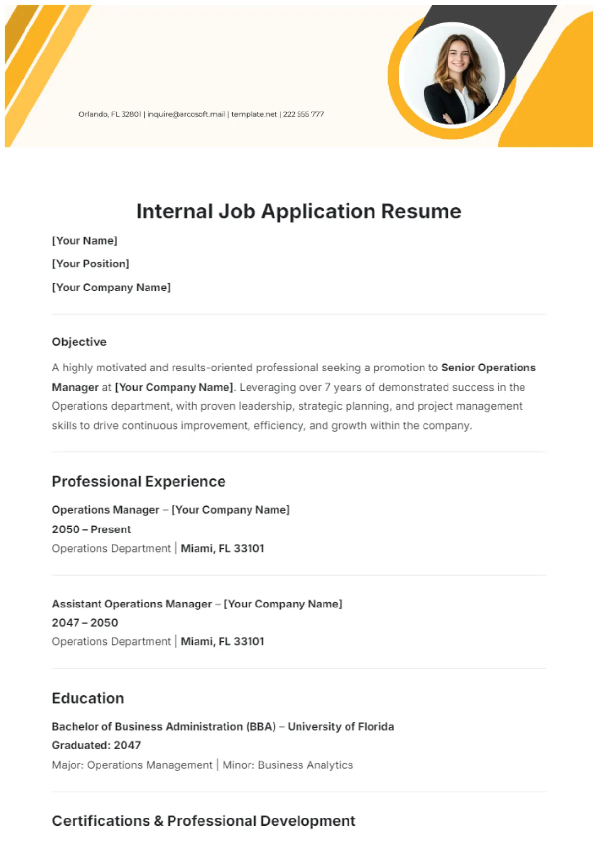Free resume template to edit online