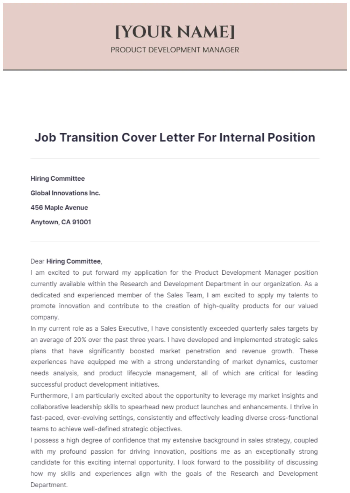 Free job application letter templates, editable and printable