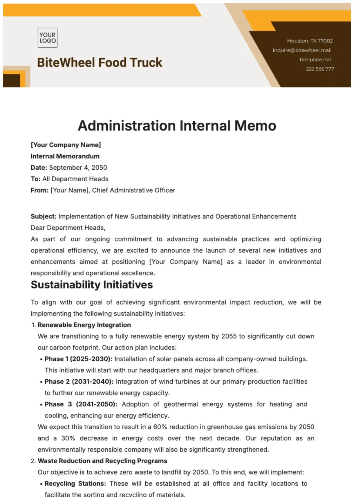 Free internal company memo for safety template to edit online