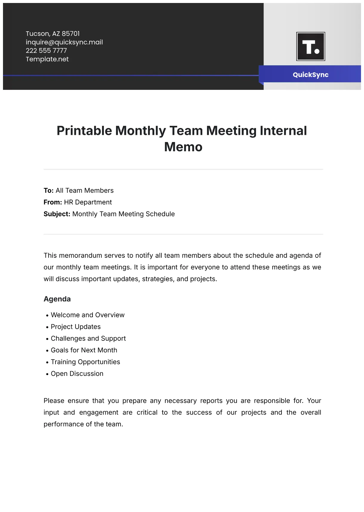 Free expectation memo template to edit online