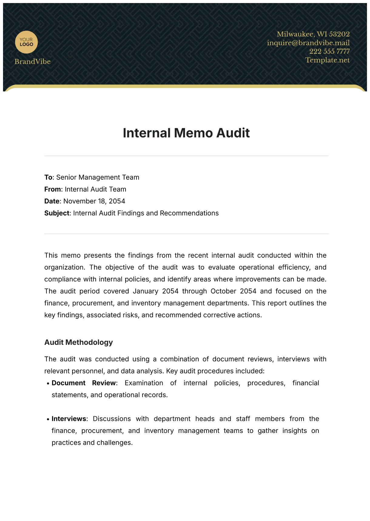Free internal company memo for safety template to edit online
