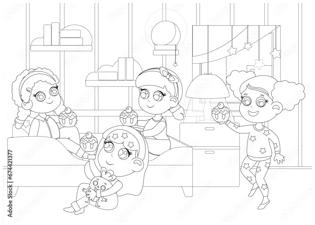 Coloring page. kid inventors day. cute boy and girl with light bulb and
