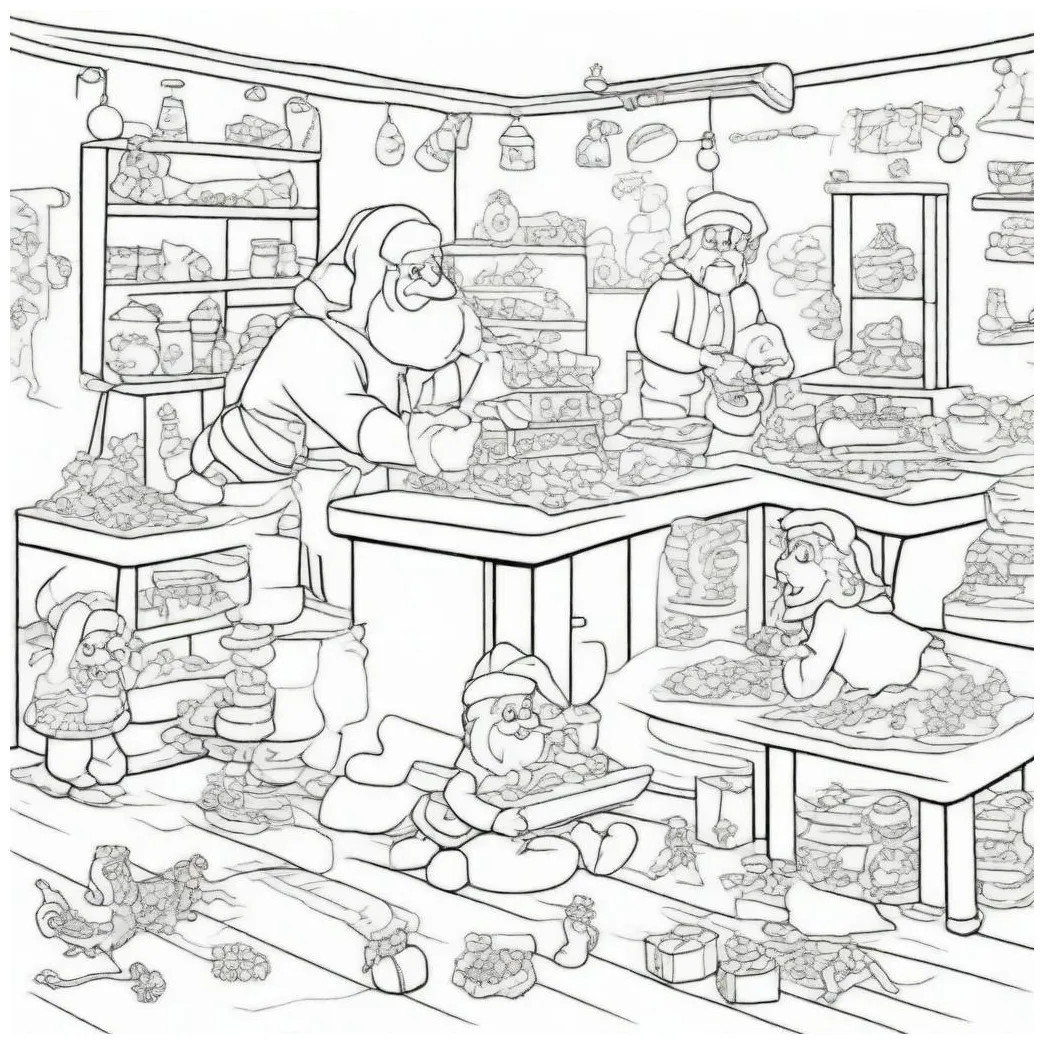 Santa's workshop coloring page
