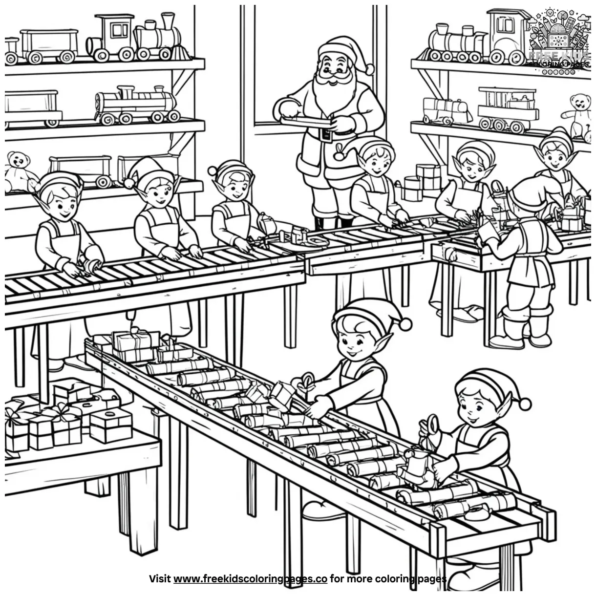Santa's christmas workshop coloring pages